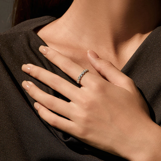 Anillo Eternity de Moissanita, Plata de Ley 925