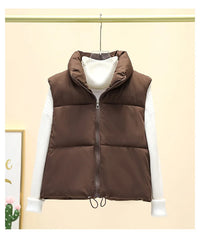Chaleco Acolchado Corto, Cuello Alto