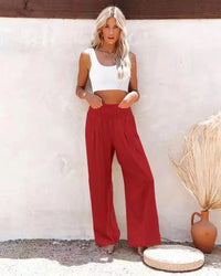 Pantalón Ancho con Cordón, Cintura Media