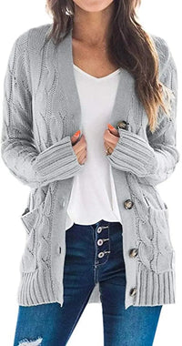 Cárdigan de Punto Oversize, Cuello en V