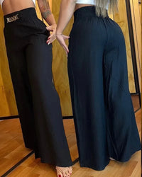 Pantalón Ancho de Cintura Alta, Corte Recto