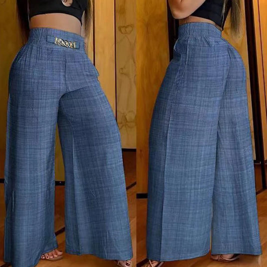 Pantalón Ancho de Cintura Alta, Corte Recto