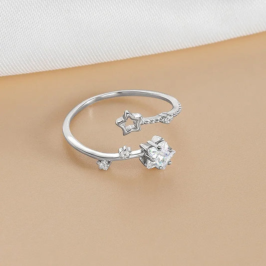 Anillo Clásico de Circonitas, Plata de Ley 925