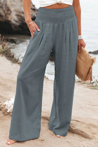 Pantalón Ancho con Cordón, Cintura Media