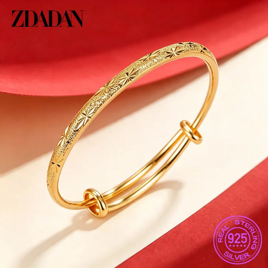 Brazalete Ajustable de Plata 925 Bañado en Oro
